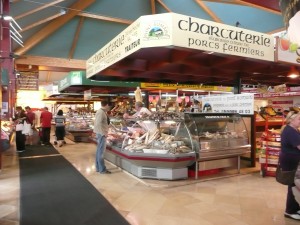 butcher in covered market, Vannes